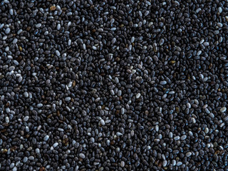 Close up of black and white Chia seed as background. Chia seed is healthy superfood.