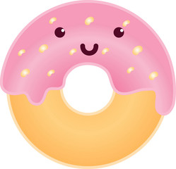Cute Intelligent Donut Character Cartoon