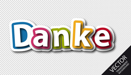 Colorful German Word Thank You - Vector Illustration - Isolated On Transparent Background