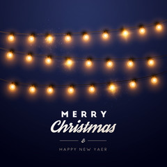 Christmas background with Christmas lights. Vector illustration.