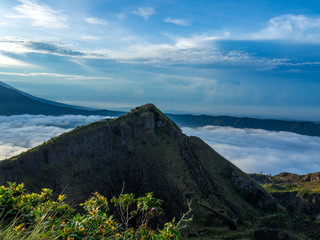 Big mount Agung in Bali. Mount Agung on the resort island Bali, Indonesia. Smoking Bali volcano Mount Agung. Mount Agung Located on Indonesia main island, the volcano. View from volcano Batur © ikmerc