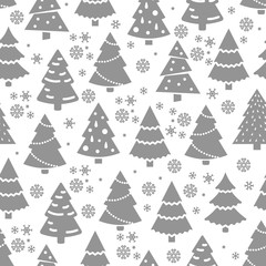 Abstract Christmas tree seamless pattern. Winter seamless texture with fir tree and snowflakes. Illustration of tree pattern christmas vector