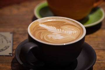 Latte Coffee in Cafe Setting