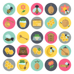Honey color flat icons set