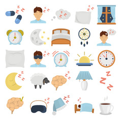 Sleeping color flat icons set
