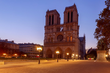 Fototapeta na wymiar Paris. The building of the Cathedral of Notre Dame.