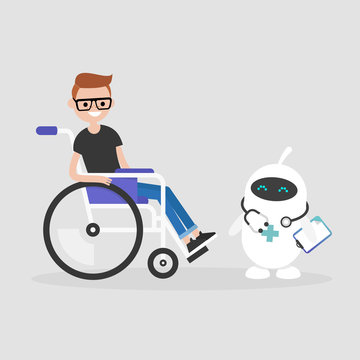man wheelchair robot healthcare assistance clip art preview