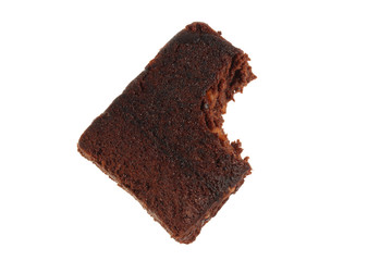 chocolate cake on white background