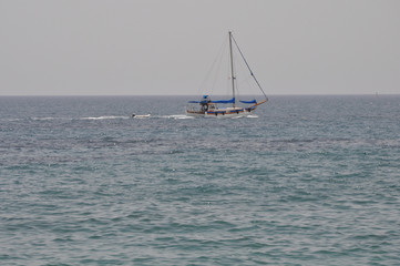 The beautiful boat in open sea