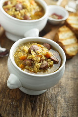 Lentil smoked sausage soup