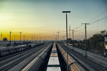 Fototapeta na wymiar Mannheim trains city panorama logistc station long logistiv supply chain