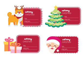 christmas label gift card design vector
