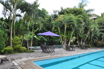 swimming pool in tropical resort
