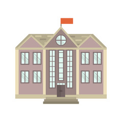 School building color icon. Flat design