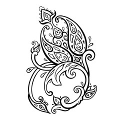 Exotic Paisley. Ethnic ornament. Hand Drawn Boho Vector illustration