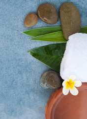 Obraz na płótnie Canvas Top view of spa set for healthy body massage
