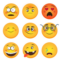 Set of Emoticons. Set of Emoji. Part 3. Isolated vector illustration on white background