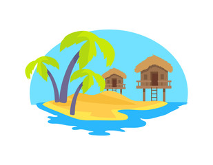 Fototapeta na wymiar Cute Island in Exotic Country Vector Illustration