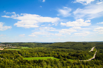 Fototapeta premium Blick auf das Saarland von der Göttelborner Höhenhalde