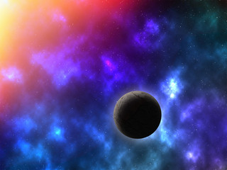 abstract space background with planet and galaxies
