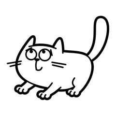 Cat Cartoon character Coloring page Black and white