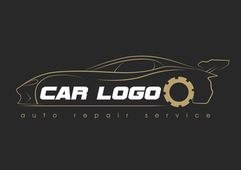 Car service logo template design icon or label. Automotive car repairservice and restoration template. Logo with car shape.
