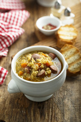 Lentil smoked sausage soup
