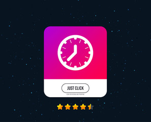 Clock time sign icon. Mechanical watch symbol. Web or internet icon design. Rating stars. Just click button. Vector