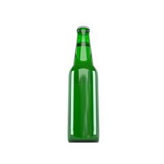 Empty beer bottle isolated on white background