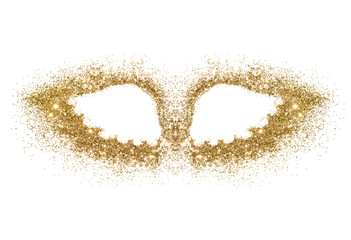 Abstract wings of gold glitter on white background - interesting and beautiful element for your design