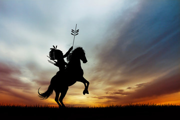 Native American Indian at sunset © adrenalinapura