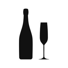 Champagne goblet and bottle icon.Vector.