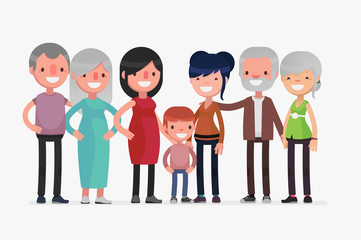 Happy Families isolated vector illustration