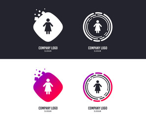 Logotype concept. Female sign icon. Woman human symbol. Women toilet. Logo design. Colorful buttons with icons. Vector