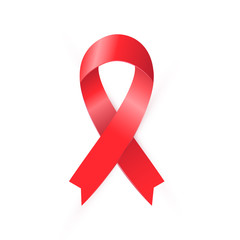 Realistic Red Awareness Ribbon to World AIDS Day - 1st December.