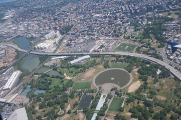 飛行機から見た住宅地