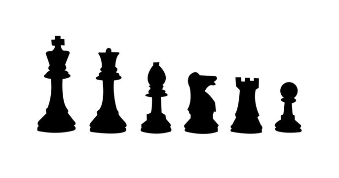 All chess figures, isolated on white background