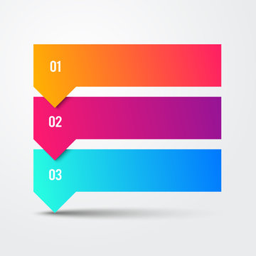 Vector 3 Step Arrow List Colorful Banners Infographic Diagram