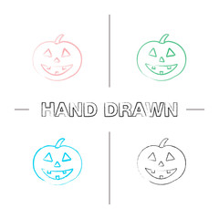 Halloween pumpkin hand drawn icons set