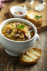 Lentil smoked sausage soup