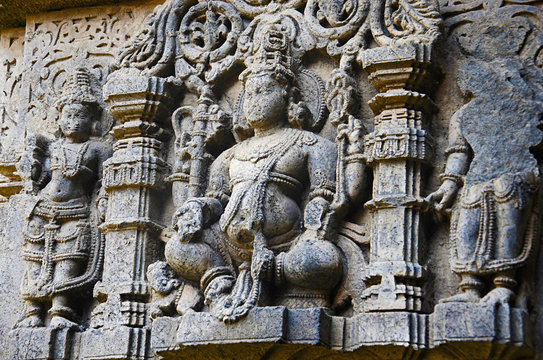 Beautifully carved idol of God, Vitthal Temple, Kolhapur, Maharashtra.