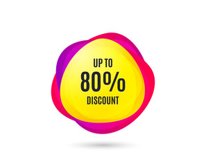 Up to 80% Discount. Sale offer price sign. Special offer symbol. Save 80 percentages. Gradient sales tag. Abstract shopping banner. Template for design. Vector