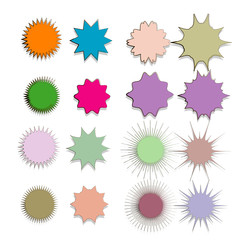collection of doodle hand drawn starburst icon,symbol,sticker,label,banner in color style.isolated on white background