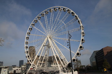 Ferris wheel at the city center of Rotterdam at the Markthal downtown to see the whole city