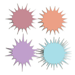 collection of doodle hand drawn starburst icon,symbol,sticker,label,banner in color style.isolated on white background