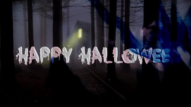 Happy Halloween haunted forest
