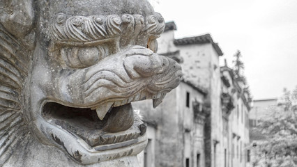 Obraz premium Antike Skulptur aus Stein in China;