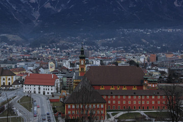 Innsbruck city view. Austria. Colorful buildings