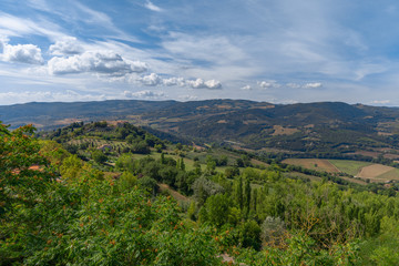 Fototapeta na wymiar Beautiful panoramic view of the landscape near the city of Todi, Umbria, italy