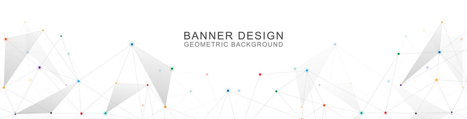 Geometric abstract background with connected dots and lines. Molecular structure and communication. Digital technology background and network connection.